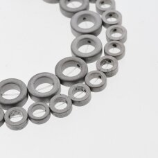 Hematite, Reconstituted, Matte Ring Bead, Nickel Grey, 39-40 cm/strand, 8 mm