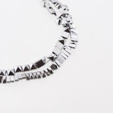 Hematyt, odzyskany, kształt ostrosłupa, dwie dziurki, niklu kolor, 39-40 cm/sznur, 6x3, 6x6 mm Hematyt, odzyskany, kształt ostrosłupa, dwie dziurki, niklu kolor, 39-40 cm/sznur, 6x3, 6x6 mm