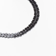 Hematite, Reconstituted, Flat Hexagon Bead, Black, 39-40 cm/strand, 3x5 mm