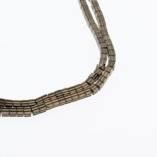 Hematyt, odzyskany, wyrzeźbiony kształt sześcianu, złoto khaki kolor, 39-40 cm/sznur, 3.5 mm