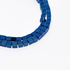 Hematite, Reconstituted, Grooved Cube Bead, Blue, 39-40 cm/strand, 3.5 mm
