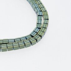 Hematite, Reconstituted, Grooved Cube Bead, Green, 39-40 cm/strand, 3.5 mm