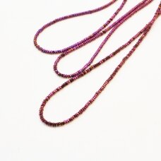 Hematyt, odzyskany, zgięty kształt kwadratu rondelle, liliowy kolor, 39-40 cm/sznur, 2x1 mm