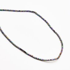 Hematyt, odzyskany, zgięty kształt kwadratu rondelle, wielokolorowy, 39-40 cm/sznur, 2x1 mm