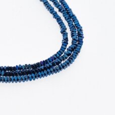 Hematite, Reconstituted, Bended Square Rondelle Bead, Blue, 39-40 cm/strand, 2x1 mm