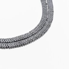 Hematite, Reconstituted, Flat "W" Bead, Black, 39-40 cm/strand, 7x1 mm Hematite, Reconstituted, Flat "W" Bead, Black, 39-40 cm/strand, 7x1 mm