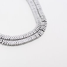 Hematyt, odzyskany, kształt "W", niklu kolor, 39-40 cm/sznur, 6x4, 7x1 mm