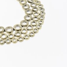 Hematite, Reconstituted, Ring Bead, Khaki Gold, 39-40 cm/strand, 8, 10, 12, 14, 16 mm
