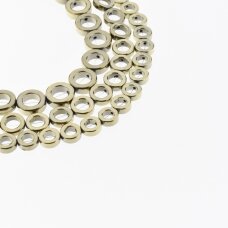 Hematyt, odzyskany, kształt pierścienia, złoto khaki kolor, 39-40 cm/sznur, 8, 10, 12, 14, 16 mm Hematyt, odzyskany, kształt pierścienia, złoto khaki kolor, 39-40 cm/sznur, 8, 10, 12, 14, 16 mm