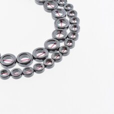 Hematyt, odzyskany, kształt pierścienia, czarny kolor, 39-40 cm/sznur, 8, 10, 12, 14, 16 mm