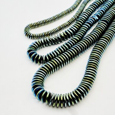 Hematite, Reconstituted, Abacus Rondelle Bead, Green, 39-40 cm/strand, 3x2 mm