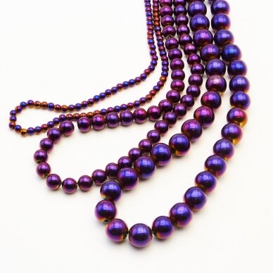Hematite, Reconstituted, Round Bead, Purple, 39-40 cm/strand, 1.5 mm
