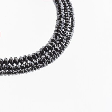 Hematite, Reconstituted, Faceted Abacus Rondelle Bead, Black, 39-40 cm/strand, 3x2 mm