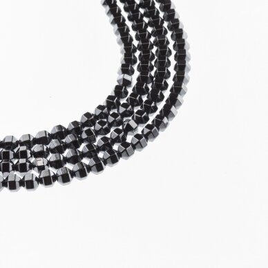 Hematite, Reconstituted, Faceted Roller Bead, Black, 39-40 cm/strand, 2 mm