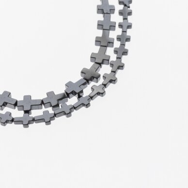 Hematitas, regeneruotas, kryželio forma, juoda spalva, 39-40 cm/gija, 4x4, 6x6, 6x8, 8x8, 8x10 mm