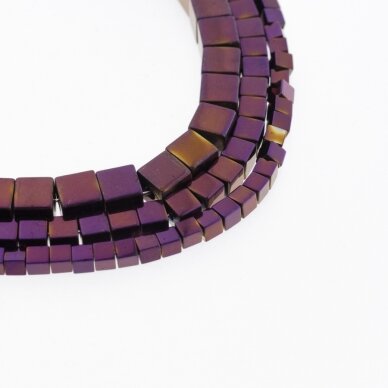 Hematite, Reconstituted, Cube Bead, Purple, 39-40 cm/strand, 1 mm
