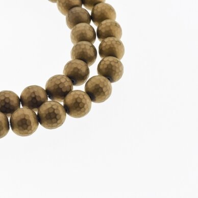 Hematite, Reconstituted, Matte 96-Faceted Round Bead, Brown, 39-40 cm/strand, 6 mm