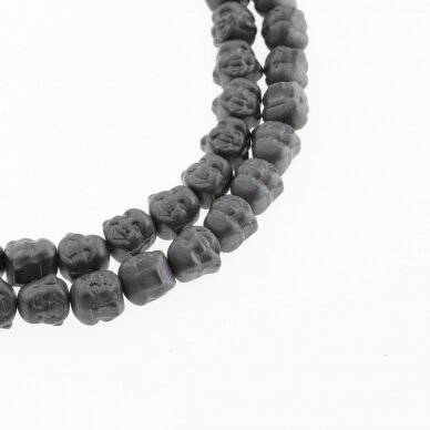 Hematitas, regeneruotas, matinis, Budos galvos forma, juoda spalva, 39-40 cm/gija, 8 mm