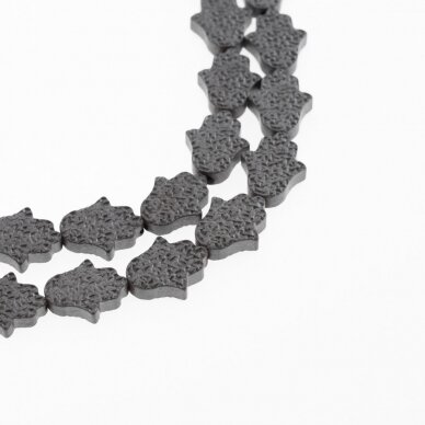 Hematite, Reconstituted, Matte Palm Bead, Black, 39-40 cm/strand, 10x12 mm