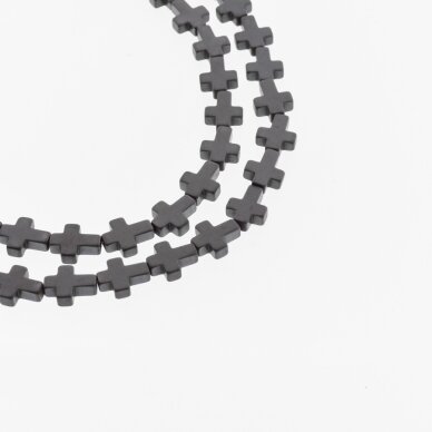 Hematitas, regeneruotas, matinis, kryželio forma, juoda spalva, 39-40 cm/gija, 4x4, 6x6, 6x8, 8x8, 8x10 mm Hematitas, regeneruotas, matinis, kryželio forma, juoda spalva, 39-40 cm/gija, 4x4, 6x6, 6x8, 8x8, 8x10 mm
