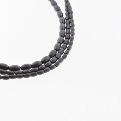 Hematite, Reconstituted, Matte Oval Bead, Black, 39-40 cm/strand, 3x5 mm Hematite, Reconstituted, Matte Oval Bead, Black, 39-40 cm/strand, 3x5 mm