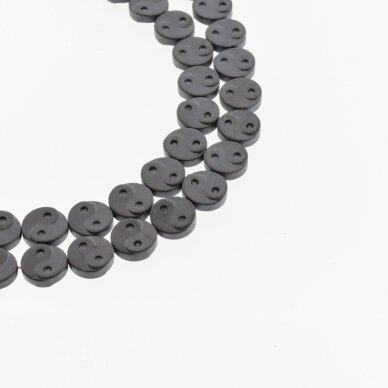 Hematite, Reconstituted, Matte Yin-Yang Symbol Bead, Black, 39-40 cm/strand, 10 mm