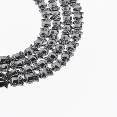 Hematitas, regeneruotas, pelėdos forma, juoda spalva, 39-40 cm/gija, 8x10 mm Hematitas, regeneruotas, pelėdos forma, juoda spalva, 39-40 cm/gija, 8x10 mm