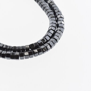 Hematite, Reconstituted, Hexagon Rondelle Bead, Black, 39-40 cm/strand, 2x1 mm