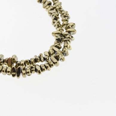 Hematite, Reconstituted, Chip Bead, Khaki Gold, 39-40 cm/strand, about 5-8, 8-12 mm