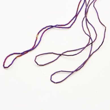 Hematitas, regeneruotas, vamzdžio forma, alyvinė spalva, 39-40 cm/gija, 1x2 mm