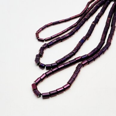 Hematitas, regeneruotas, vamzdžio forma, alyvinė spalva, 39-40 cm/gija, 1x2 mm