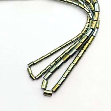 Hematite, Reconstituted, Tube Bead, Green, 39-40 cm/strand, 1x2 mm