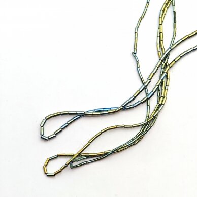 Hematyt, odzyskany, kształt rurki, zielony kolor, 39-40 cm/sznur, 1x2 mm