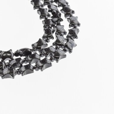 Hematitas, regeneruotas, vėžlio forma, juoda spalva, 39-40 cm/gija, 10x14 mm Hematitas, regeneruotas, vėžlio forma, juoda spalva, 39-40 cm/gija, 10x14 mm