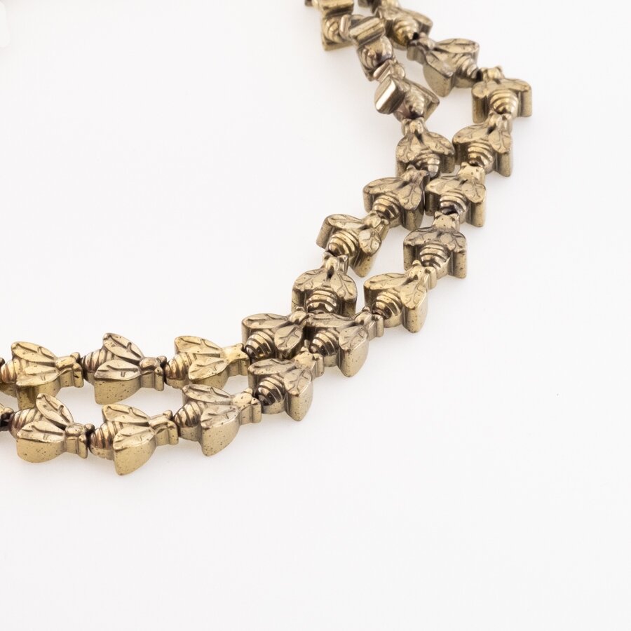 Hematite, Reconstituted, Bee Bead, Khaki Gold, 39-40 cm/strand, 8x10 mm Hematite, Reconstituted, Bee Bead, Khaki Gold, 39-40 cm/strand, 8x10 mm