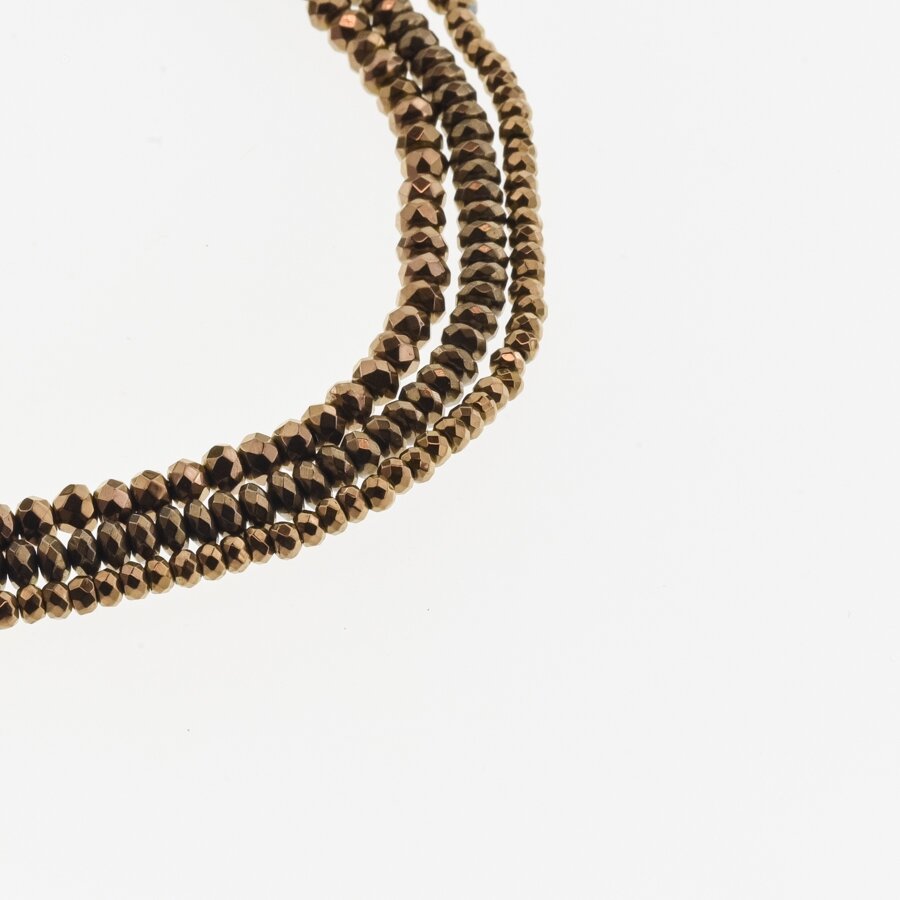 Hematite, Reconstituted, Faceted Abacus Rondelle Bead, Brown, 39-40 cm/strand, 3x2 mm