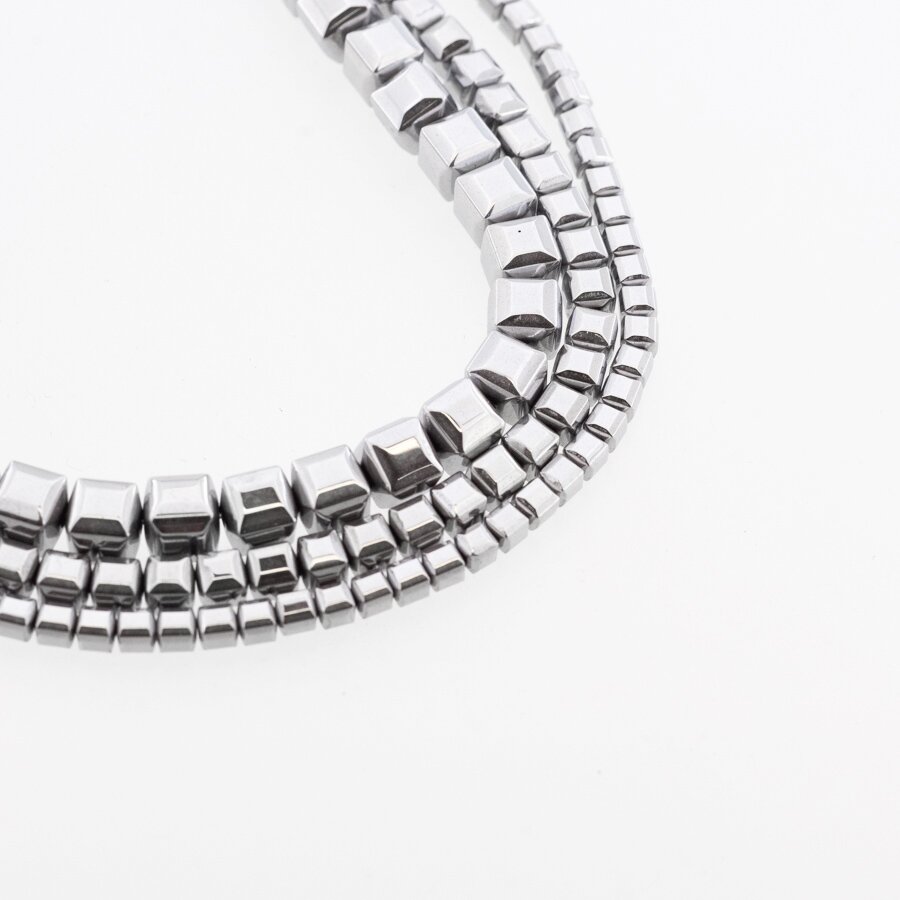 Hematite, Reconstituted, Faceted Cube Bead, Nickel Grey, 39-40 cm/strand, 2, 3, 4, 6 mm Hematite, Reconstituted, Faceted Cube Bead, Nickel Grey, 39-40 cm/strand, 2, 3, 4, 6 mm
