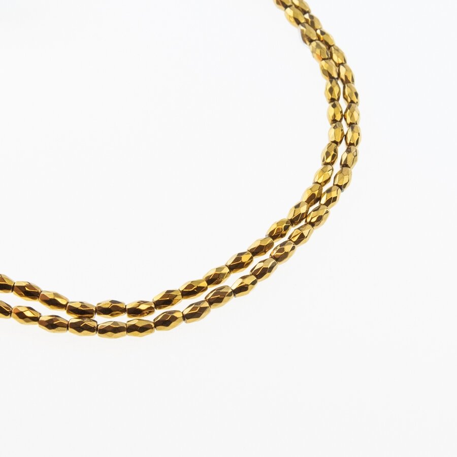 Hematite, Reconstituted, Faceted Oval Bead, Dark Gold, 39-40 cm/strand, 3x5 mm Hematite, Reconstituted, Faceted Oval Bead, Dark Gold, 39-40 cm/strand, 3x5 mm