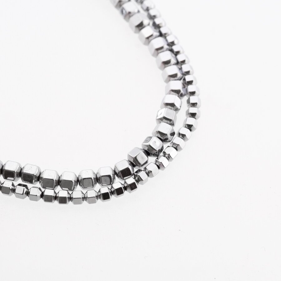 Hematite, Reconstituted, Faceted Roller Bead, Nickel Grey, 39-40 cm/strand, 2, 3, 4 mm