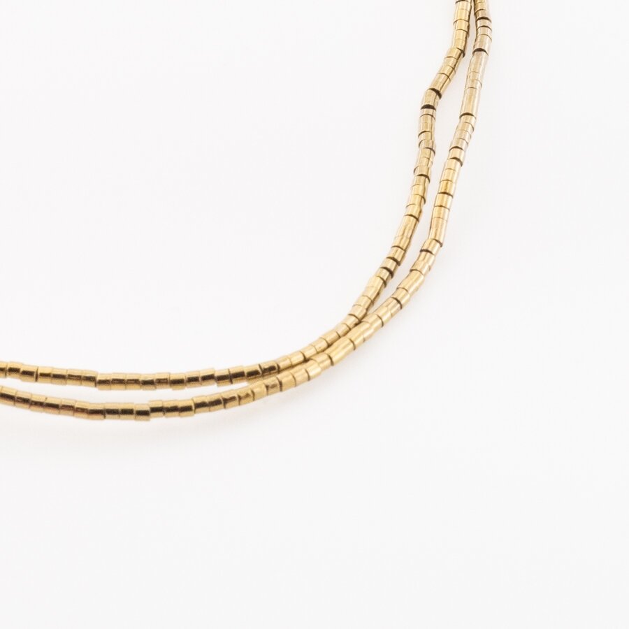 Hematite, Reconstituted, Cylinder Bead, Khaki Gold, 39-40 cm/strand, 1x1 mm Hematite, Reconstituted, Cylinder Bead, Khaki Gold, 39-40 cm/strand, 1x1 mm