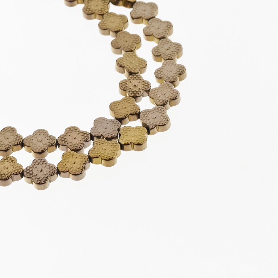 Hematite, Reconstituted, Four-leaf Clover Bead, Brown, 39-40 cm/strand, 8x8 mm Hematite, Reconstituted, Four-leaf Clover Bead, Brown, 39-40 cm/strand, 8x8 mm
