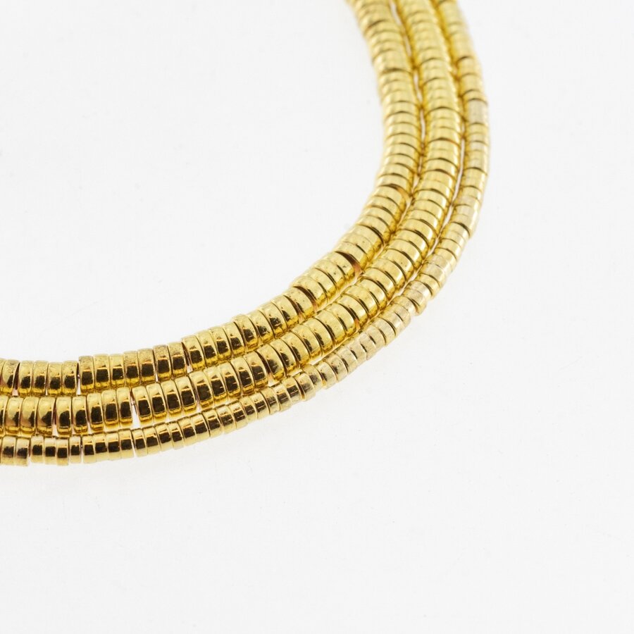 Hematite, Reconstituted, Electroplated, Heishi Rondelle Bead, Yellow Gold, 39-40 cm/strand, 2x1 mm Hematite, Reconstituted, Electroplated, Heishi Rondelle Bead, Yellow Gold, 39-40 cm/strand, 2x1 mm