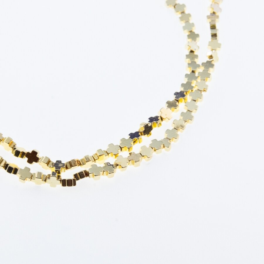 Hematite, Reconstituted, Electroplated, Cross Bead, Light Gold, 39-40 cm/strand, 4x4, 6x6, 6x8, 8x8, 8x10 mm Hematite, Reconstituted, Electroplated, Cross Bead, Light Gold, 39-40 cm/strand, 4x4, 6x6, 6x8, 8x8, 8x10 mm