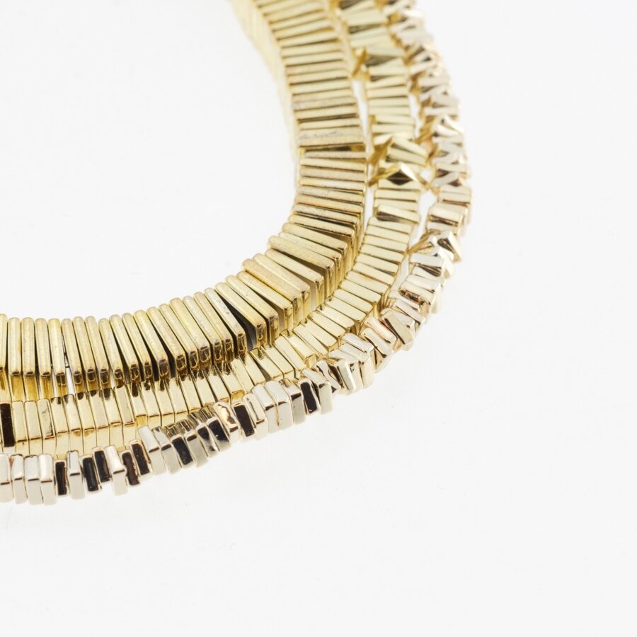 Hematite, Reconstituted, Electroplated, Square Rondelle Bead, Extra Light Gold, 39-40 cm/strand, 2x1 mm