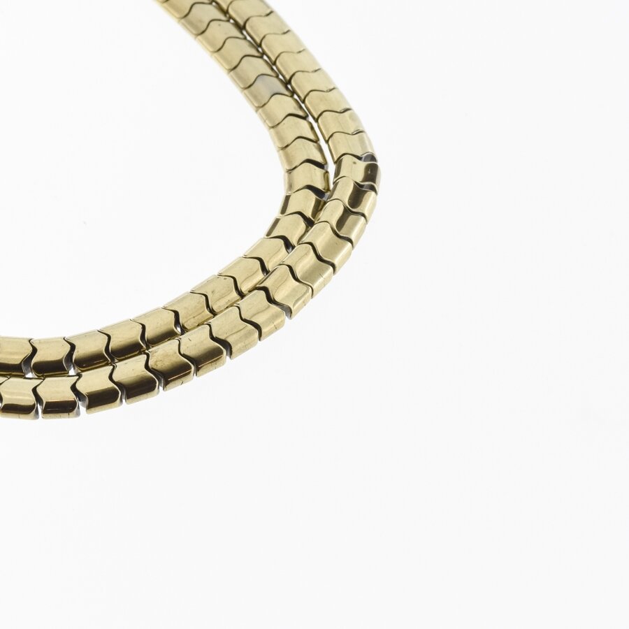 Hematite, Reconstituted, Puffed "W" Bead, Khaki Gold, 39-40 cm/strand, 6x4 mm Hematite, Reconstituted, Puffed "W" Bead, Khaki Gold, 39-40 cm/strand, 6x4 mm
