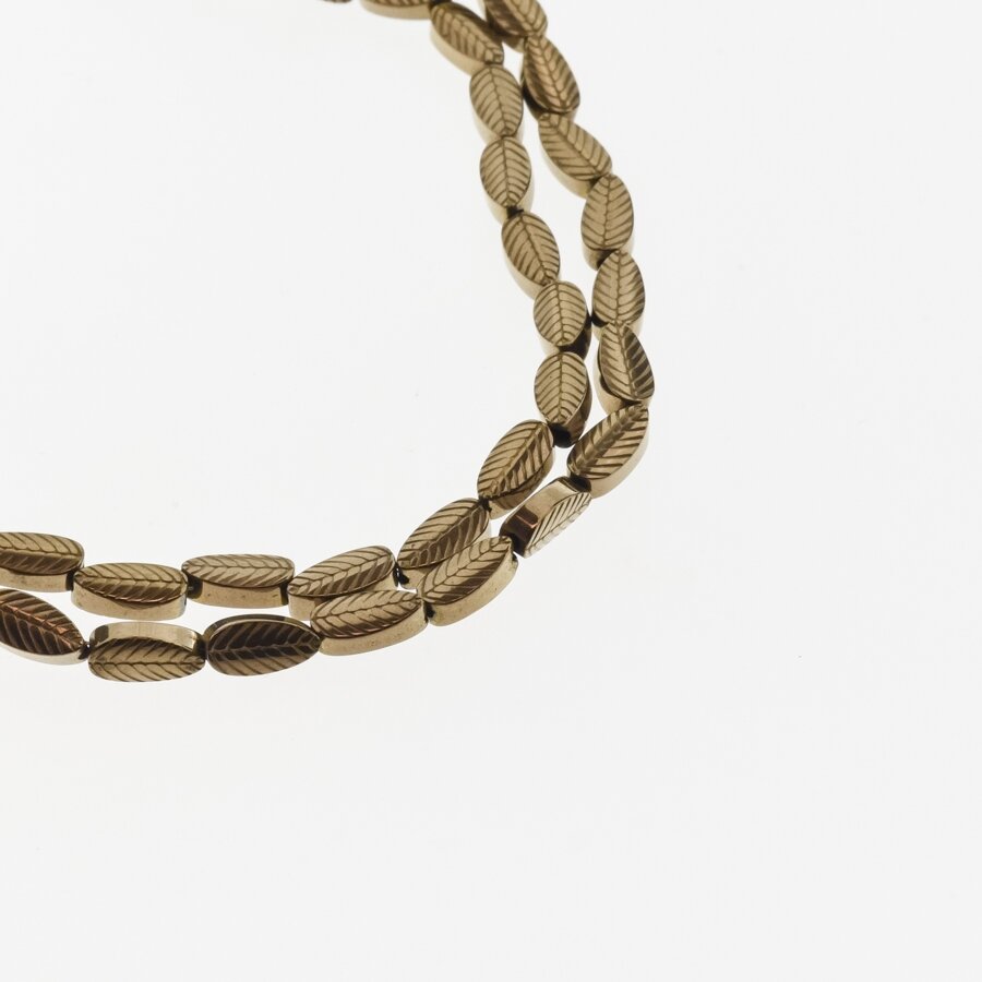 Hematite, Reconstituted, Carved Leaf Bead, Brown, 39-40 cm/strand, 4x8 mm Hematite, Reconstituted, Carved Leaf Bead, Brown, 39-40 cm/strand, 4x8 mm