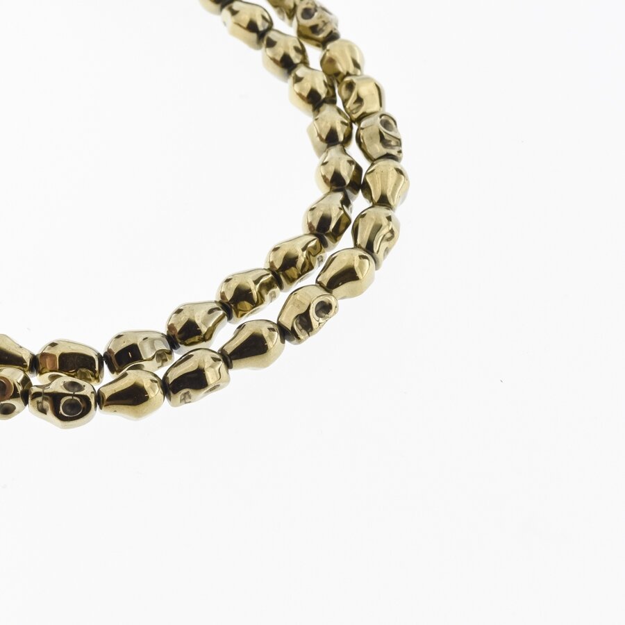 Hematite, Reconstituted, Scull Bead, Khaki Gold, 39-40 cm/strand, 4x6, 6x8, 8x10 mm Hematite, Reconstituted, Scull Bead, Khaki Gold, 39-40 cm/strand, 4x6, 6x8, 8x10 mm