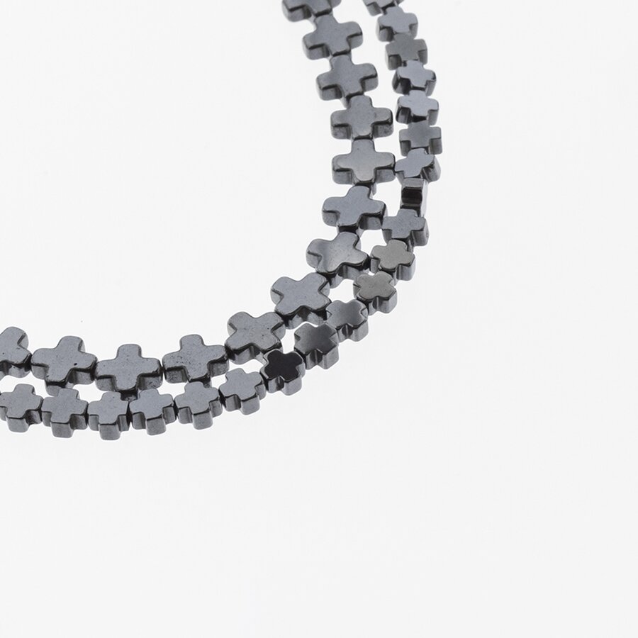 Hematite, Reconstituted, Cross Bead, Black, 39-40 cm/strand, 4x4 mm Hematite, Reconstituted, Cross Bead, Black, 39-40 cm/strand, 4x4 mm