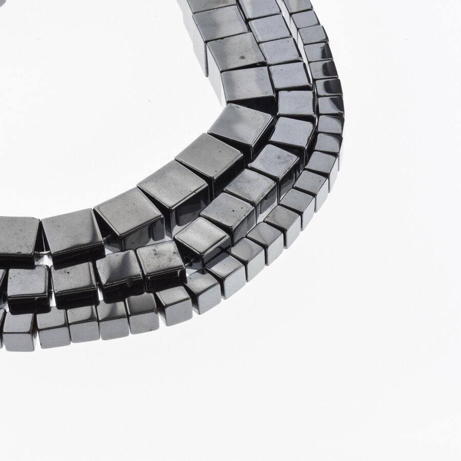 Hematite, Reconstituted, Cube Bead, Black, 39-40 cm/strand, 1 mm Hematite, Reconstituted, Cube Bead, Black, 39-40 cm/strand, 1 mm