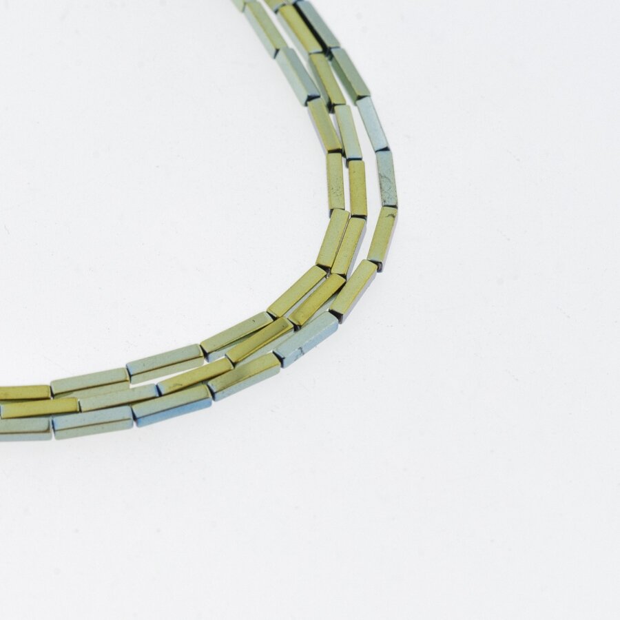Hematite, Reconstituted, Square Tube Bead, Green, 39-40 cm/strand, 1x3 mm